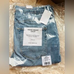 NWT Good American Good Waist Crop Distressed Jeans Sz 16